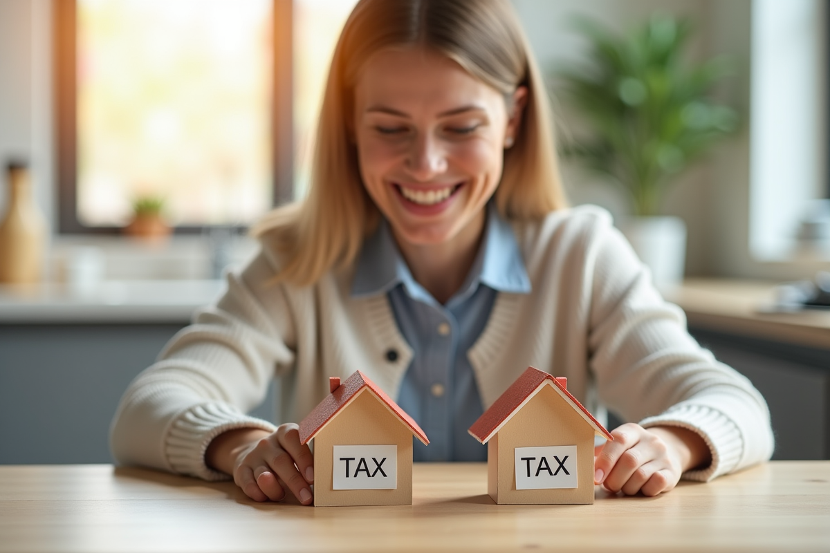 Personne comparant deux maquettes de maisons pour choisir un regime fiscal