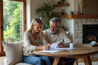 Couple d'adultes réunis dans un salon cosy pour une discussion