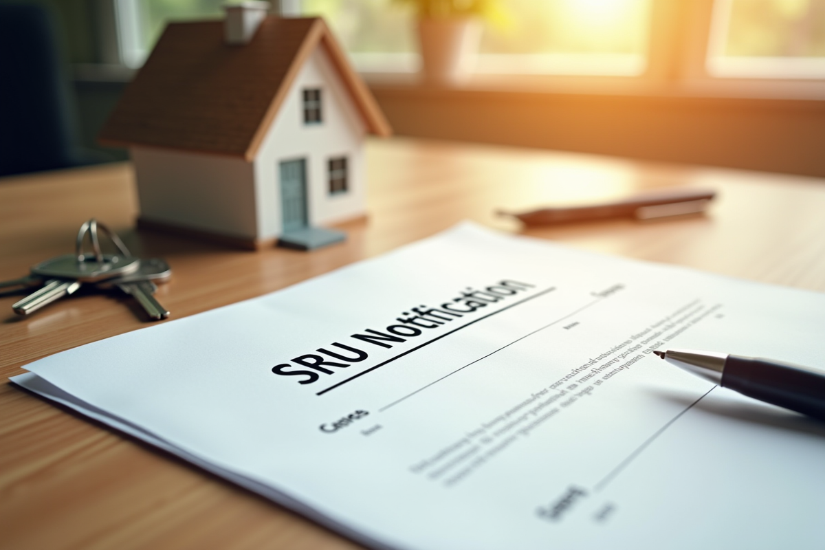 Gros plan sur un document SRU signé avec clés de maison et stylo