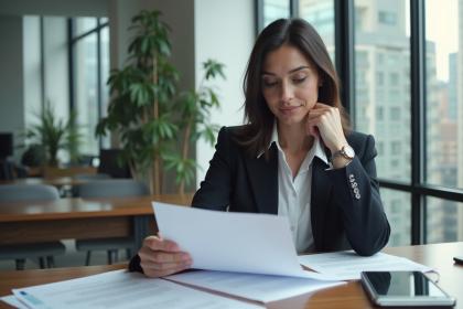 Femme d'affaires en réunion d'investissement immobilier