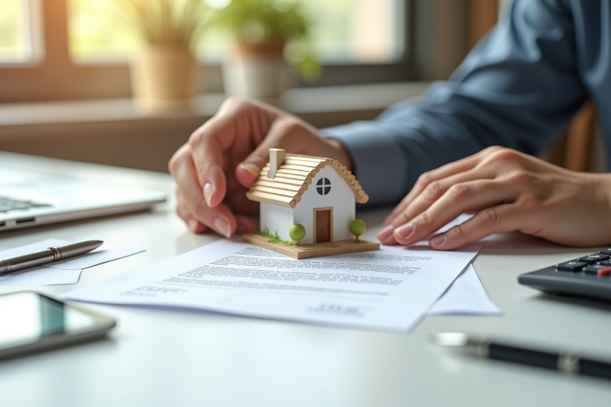 Mains tenant maquette de maison et lettre d