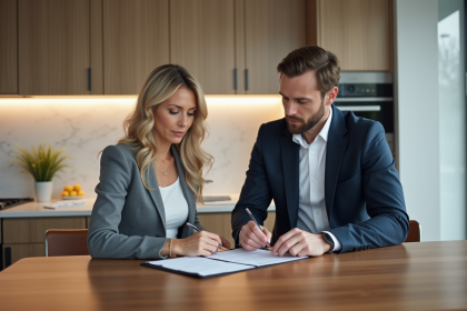 Femme d affaires et agent immobilier en r&eacute;union